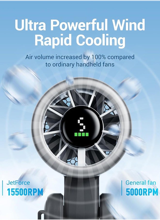 Sweet Life - Portable Handheld Turbo Fan, 5 Gear Wind Hand Fan, 5000mAh Battery Personal Fans Portable Rechargeable, 20 Hours Pocket Fan, 3 IN 1 Hand Held Fan, Portable Fan for Travel/Outdoor/Indoor(Black) - Image 1