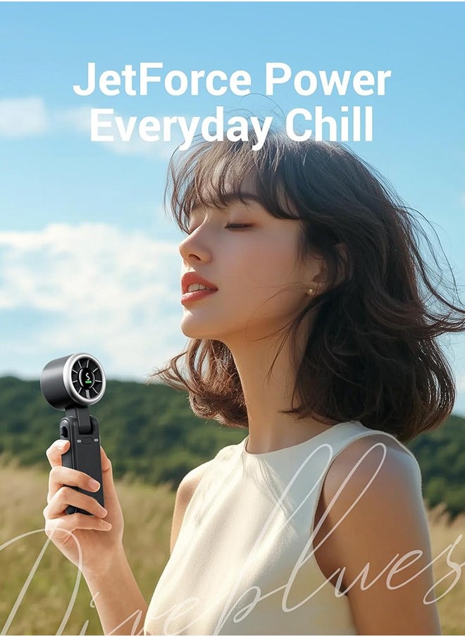 Sweet Life - Portable Handheld Turbo Fan, 5 Gear Wind Hand Fan, 5000mAh Battery Personal Fans Portable Rechargeable, 20 Hours Pocket Fan, 3 IN 1 Hand Held Fan, Portable Fan for Travel/Outdoor/Indoor(Black) - Image 1