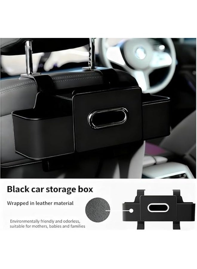 YelaJoy Back Seat Car Organizer, 4-in-1 Multifunctional Storage Box with Cup Holder & Tissue Dispenser, Holds Phone, Snacks, Purse for SUV Minivan Travel, Black, 1-Pack (Black) - Image 4