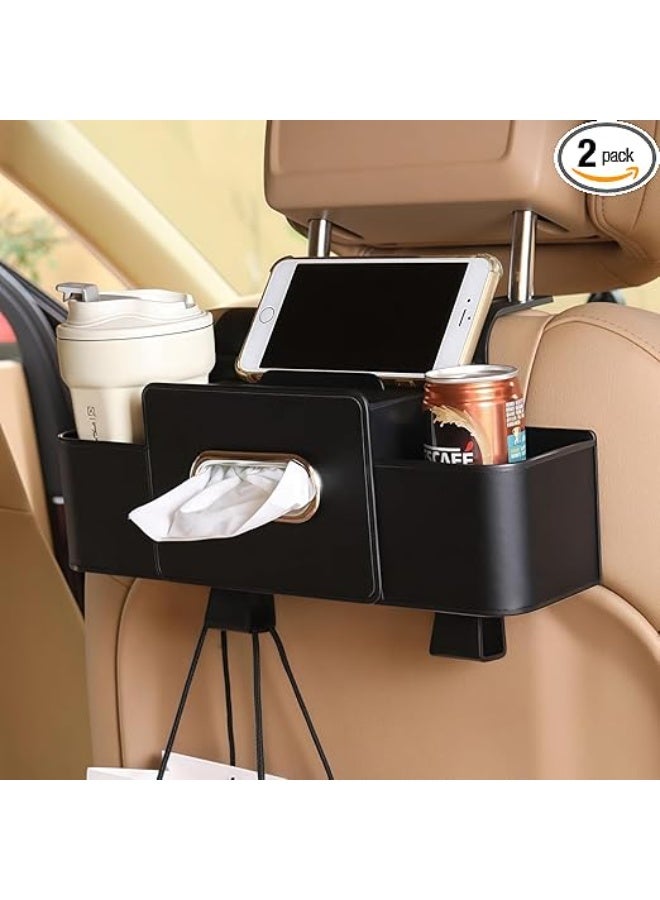 YelaJoy Back Seat Car Organizer, 4-in-1 Multifunctional Storage Box with Cup Holder & Tissue Dispenser, Holds Phone, Snacks, Purse for SUV Minivan Travel, Black, 1-Pack (Black) - Image 1