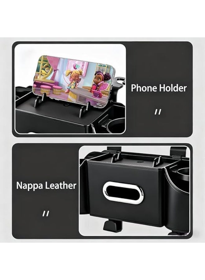 YelaJoy Back Seat Car Organizer, 4-in-1 Multifunctional Storage Box with Cup Holder & Tissue Dispenser, Holds Phone, Snacks, Purse for SUV Minivan Travel, Black, 1-Pack (Black) - Image 2