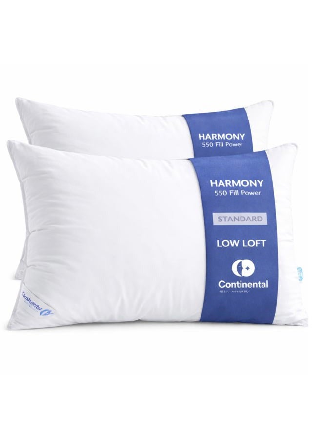 Continental Bedding 100% Luxury Down Pillows Standard Size Set of 2 - Family Made in New York - Breathable Bed Pillows for Sleeping, Back, Side, Stomach Sleepers – 550 FP (17oz) Soft, Moderate Softness and Loft - Image 1