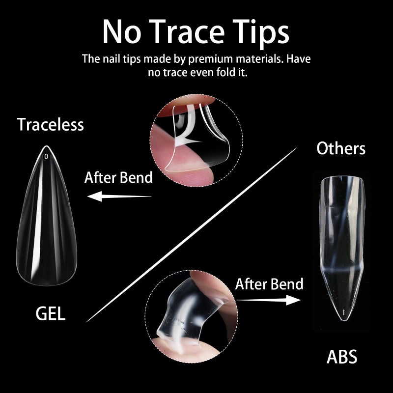 Cycullinyt 550pcs Stiletto Soft Gel Nail Tips, 11 Sizes Medium Stiletto Nails Full Cover Acrylic Press on False Nail Tips No Trace for Beginners and Professional Home Salon DIY - Image 4