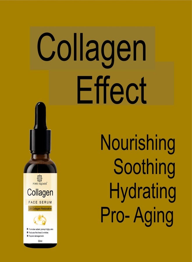 Pink Square Collagen Face Serum with Yarrow Extract & Antioxidants, for Dull & Ageing Skin, Collagen Booster & Skin Hydration, All Skin Types for Men & Women (30ml) Pack of 1 - Image 3