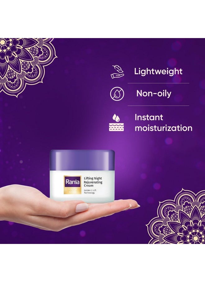 Rania Night Cream With Vitamin C, 24K Gold, Niacinamide|Non-Oily Anti Ageing Moisturizer| Suitable For All Skin Types | Repairs Dry Skin Overnight, 45G  - Image 3