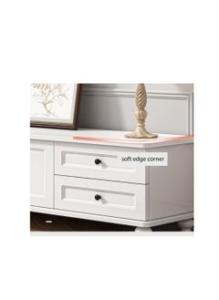 Golden Television Stand, Modern TV Table, TV Bench TV Unit Open TV Cabinet with Storage Shelves Multifunctional TV Desk for Entertainment Center Gaming Media Home Living Room 140x42x34cm White TV Desk MDF  - Image 5