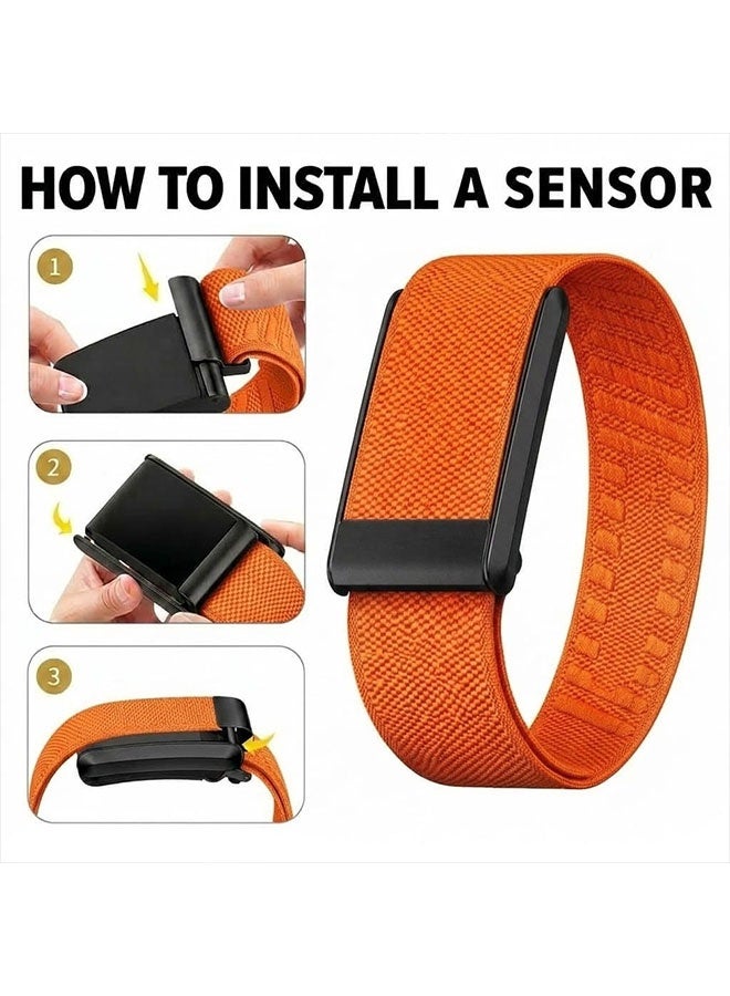 CATANES Woven Nylon Strap Compatible with Whoop 5.0, Adjustable Stretch Sport Band Replacement with Secure Quick-Clip Hardware, Breathable Athletic Wristband for Men and Women - Orange with Black Connector - Image 5