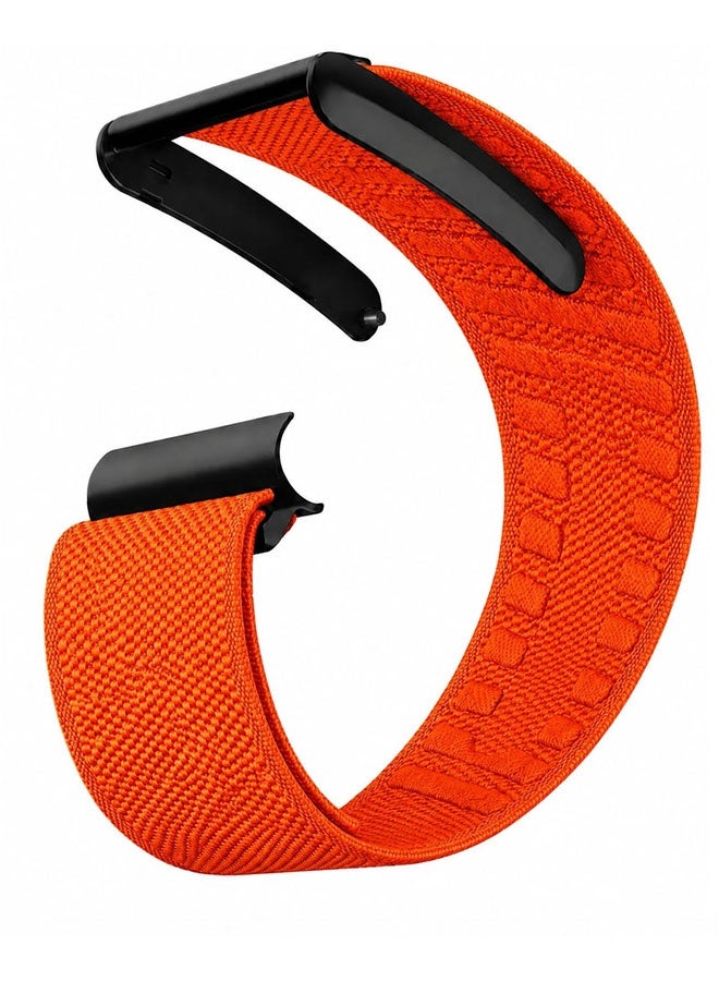 CATANES Woven Nylon Strap Compatible with Whoop 5.0, Adjustable Stretch Sport Band Replacement with Secure Quick-Clip Hardware, Breathable Athletic Wristband for Men and Women - Orange with Black Connector - Image 2