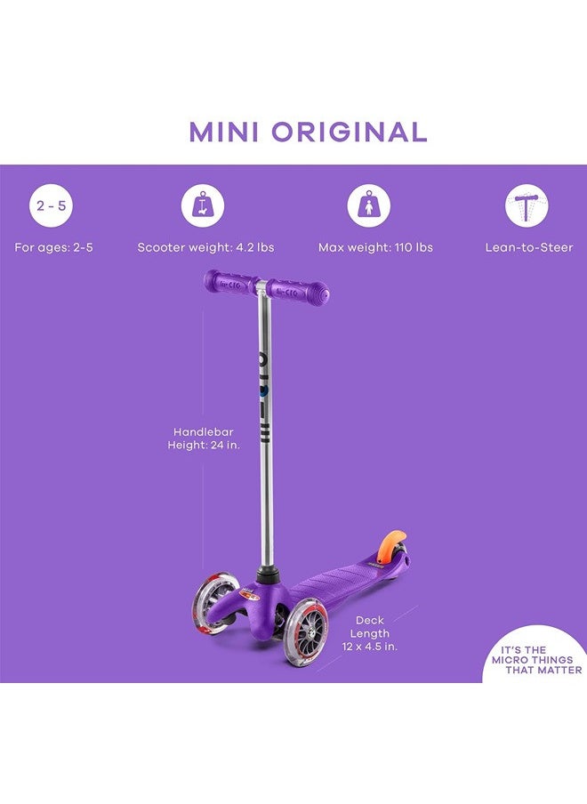 Micro - Micro Kickboard - Mini Original - Three Wheeled, Lean-to-Steer Swiss-Designed Micro Scooter for Toddlers & Children with Non-Marking Wheels for Ages 2-5 (Purple) - Image 1
