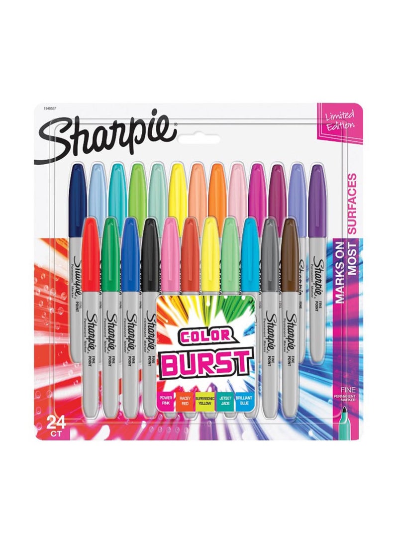 Sharpie Fine Permanent Marker 24 Colour Assorted
