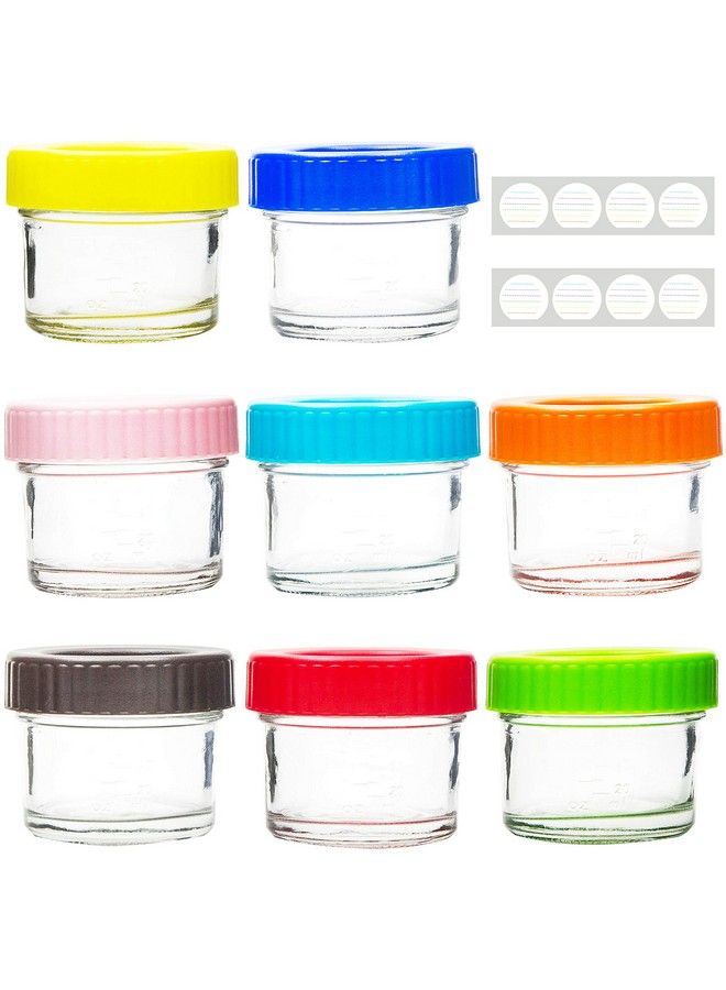 Youngever Glass Baby Food Storage 4 Ounce Stackable Baby Food Glass Containers With Airtight Lids Glass Jars With Lids 8 Assorted Colors (8 Pack) - Image 2