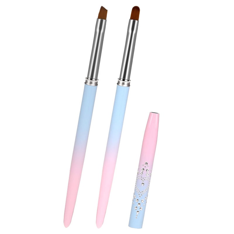 Sliverdew Nail Art Clean Up Brush, 2Pcs Round&Angled Nail Polish Clean Up Brush for Cleaning Fingernails, Professional Nail Painting Brushes for Nail Art Design - Image 1
