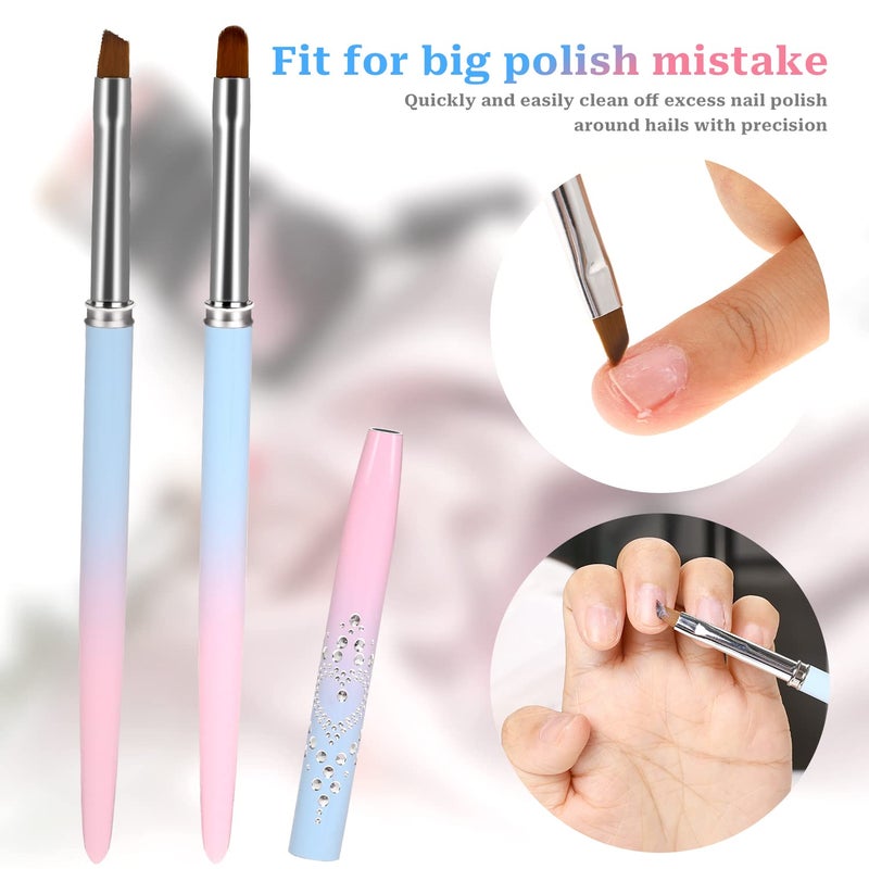 Sliverdew Nail Art Clean Up Brush, 2Pcs Round&Angled Nail Polish Clean Up Brush for Cleaning Fingernails, Professional Nail Painting Brushes for Nail Art Design - Image 2