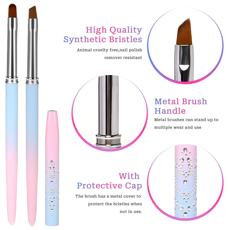 Sliverdew Nail Art Clean Up Brush, 2Pcs Round&Angled Nail Polish Clean Up Brush for Cleaning Fingernails, Professional Nail Painting Brushes for Nail Art Design - Image 3