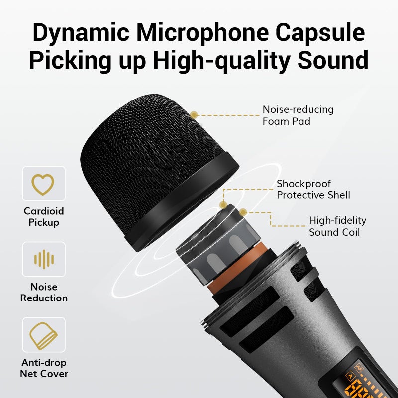 TONOR TONOR Wireless Microphones System with 4x10 Channels Cordless Handheld Microfono Inalambrico, 200FT UHF Range, Mics with Stable Signal Transmission for Karaoke Singing Party Church Wedding PA Speaker  - Image 3