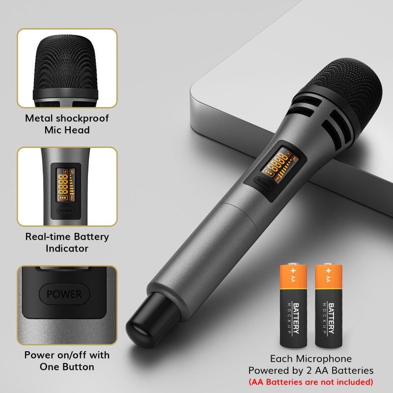TONOR TONOR Wireless Microphones System with 4x10 Channels Cordless Handheld Microfono Inalambrico, 200FT UHF Range, Mics with Stable Signal Transmission for Karaoke Singing Party Church Wedding PA Speaker  - Image 4