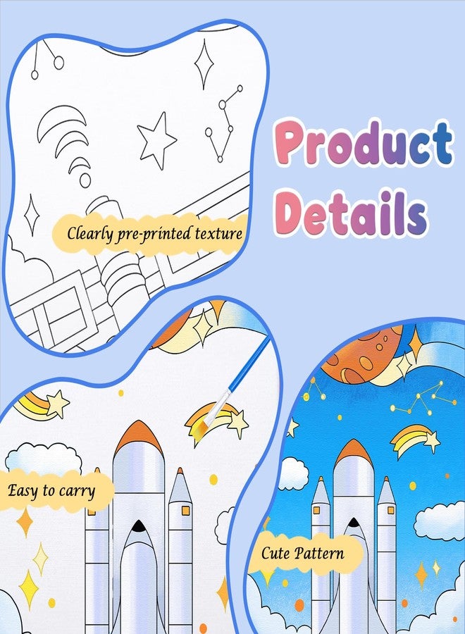 Anseal 12 Packs Pre Drawn Canvas to Paint, Space Party Favors Pre Printed Canvas, Pre Stretched Canvas Outline Painting Boards for Beginners, Party Favor (5" X 7") - Image 3