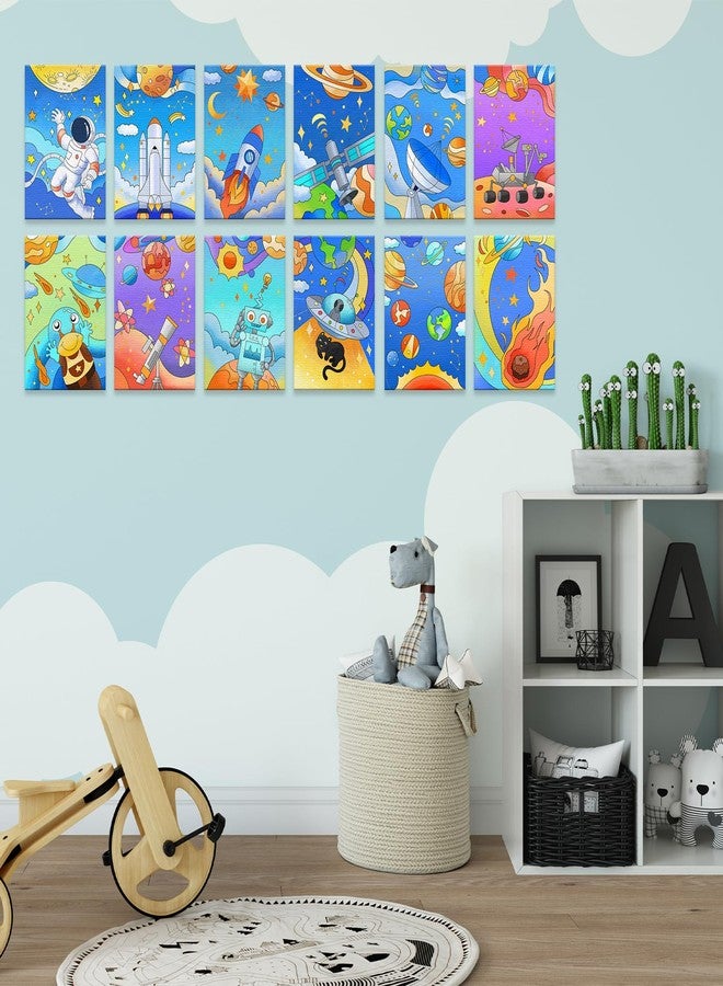 Anseal 12 Packs Pre Drawn Canvas to Paint, Space Party Favors Pre Printed Canvas, Pre Stretched Canvas Outline Painting Boards for Beginners, Party Favor (5" X 7") - Image 4