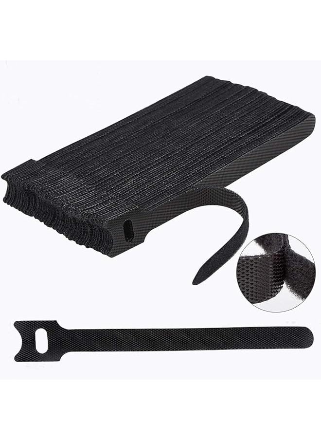 erorex - 80 Pcs Reusable Cable Ties Black Adjustable 6 Inch Cord Organizer Ties Multi Purpose Hook Loop Cable Management Wire Ties For Organizing Home Office Data Centers - Image 1