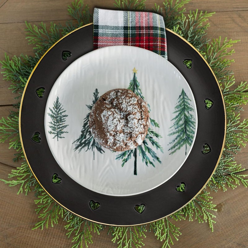 Kazozobi 13 Round Black Charger Plates Heart Hollow Chargers for Dinner Plates with Golden Border Formal Table Setting Accessory Centerpiece Bluk Wedding Valentines Day Galentines Day Set of 6 - Image 3