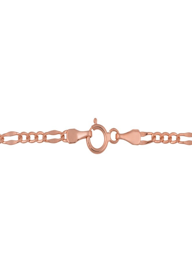 Kooljewelry 14k Rose Gold 2 mm Figaro Link Chain Bracelet (7.5 inch) - Image 2