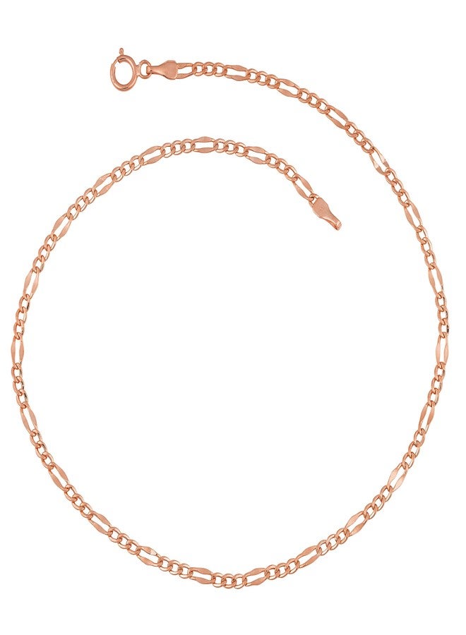 Kooljewelry 14k Rose Gold 2 mm Figaro Link Chain Bracelet (7.5 inch) - Image 1