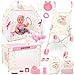 deAO Baby Doll Stroller Crib Bed Tent Set Nursery Playset Baby Doll Accessories Camping Tent Set with 14 Baby Dolls Storage Travel Bag and Balls Birthday Gift for Girls Toddlers Pretend Play - Image 2