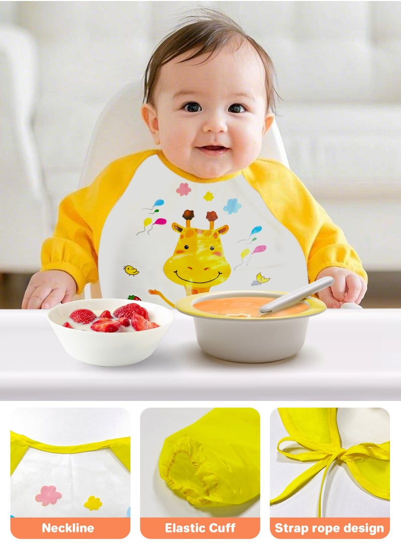 URbazaar 4 Pack Long Sleeve Bib,Baby Toddler Waterproof Sleeved Bib for 6-30 Months Reusable with Catch-all Pocket  - Image 3