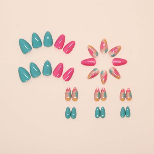 QQPPOLIU Flower Press on Nails Medium Artificial False Nails Almond Shape with Floral Design Nails Press ons for Women and Girl Fall Gift - Image 4