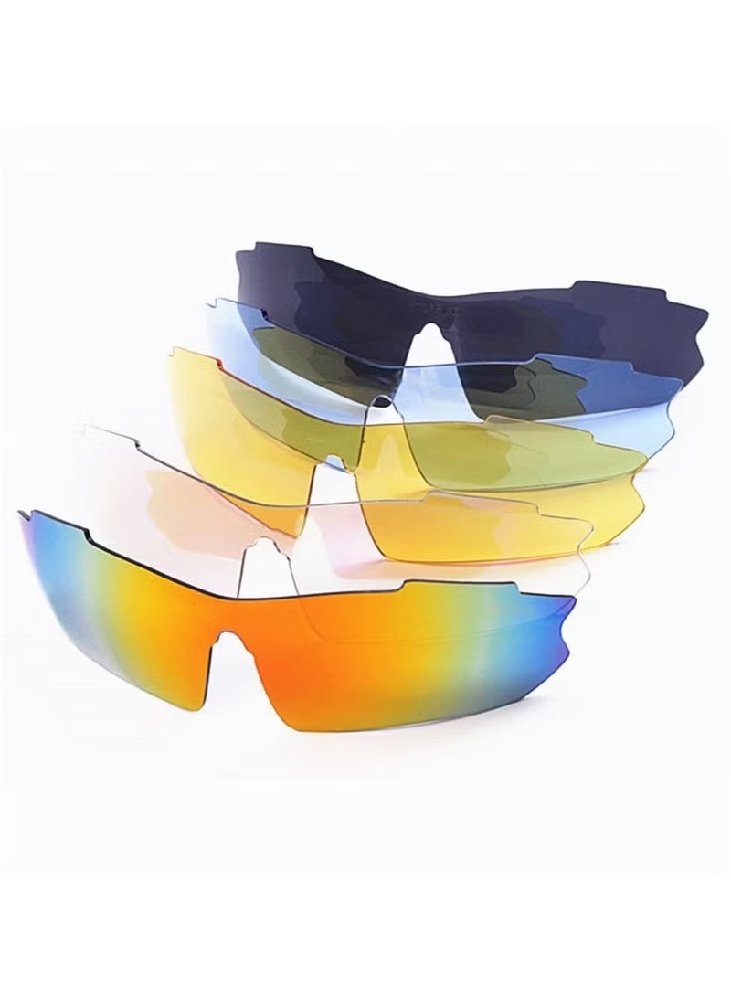الرجال الاستقطاب الرياضة النظارات الشمسية المحمولة ، 5 استبدال العدسات ، ومناسبة في الهواء الطلق ركوب الدراجات ، صيد السمك ، لعبة غولف تسلق الصخور - Image 5