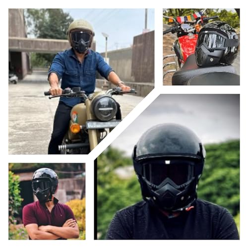 SARTE TPU Goggle Mask Anti Scratch UV Protective Open Face & Eyewear Windproof Dirt Shield Adjustable Strap Soft Foam Padded Detachable for Cycling Bike Off Road Racing Riding Unisex (Black) - Image 2
