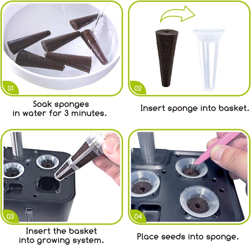 Hydroponic Grow Sponges 50pcs Seed Starter Pods - Reusable Hydroponic Sponges for Indoor Garden Plant Propagation - Image 5