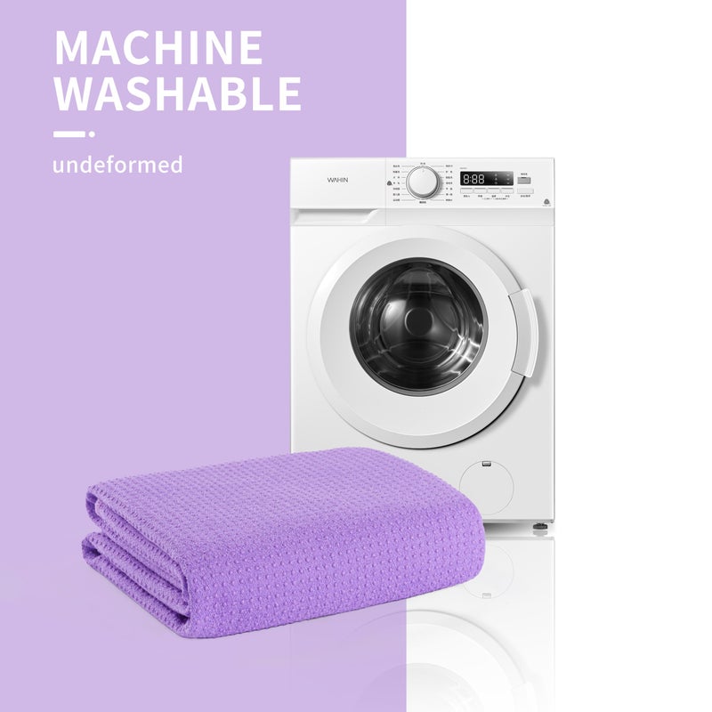 MICROFI Microfiber Hot Yoga Towel Mat, 24 x 72 inches, with Non-Slip Silicone Grip, Secure Fit Elastic Straps (Purple) - Image 5