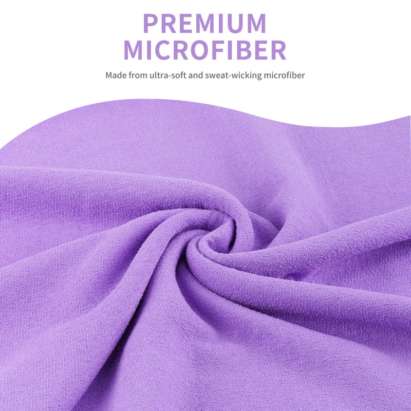 MICROFI Microfiber Hot Yoga Towel Mat, 24 x 72 inches, with Non-Slip Silicone Grip, Secure Fit Elastic Straps (Purple) - Image 2