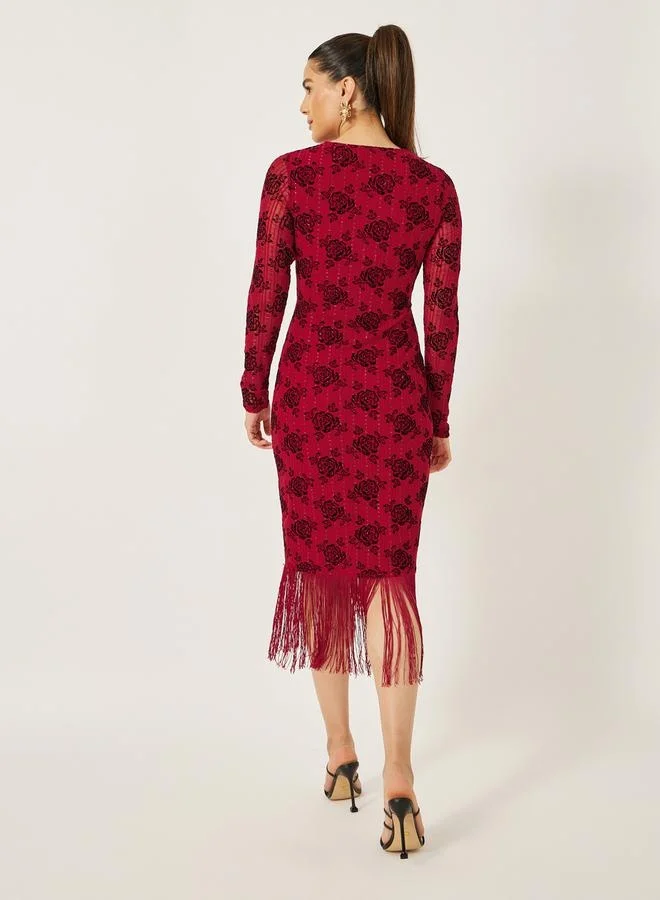 Styli Floral Fringe Dress