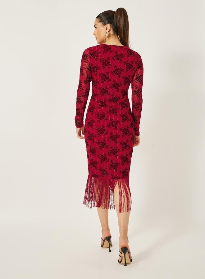 Styli Floral Fringe Dress  - Image 5