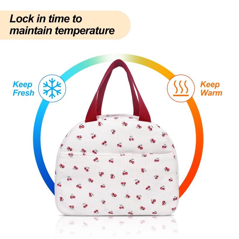 honitty Lunch Box for Women,Cute Quilted Lunch Tote Bag,Reusable Insulated Lunch Box,Large Capacity Cooler Bag with Compartments for Work, Picnics or Travelling - Image 3