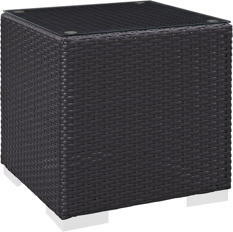 Modway Convene Wicker Rattan Outdoor Patio Side Table in Espresso - Image 4