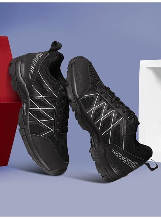 Liberty Leap7x MOUNTAIN2E Men Sports Lacing Running Shoes - Black  | Comfortable and Durable - Suitable for Lace-Up Walking, Gym, Jogging and Outdoor Shoes for Man - Cushioned Footbed - Image 3