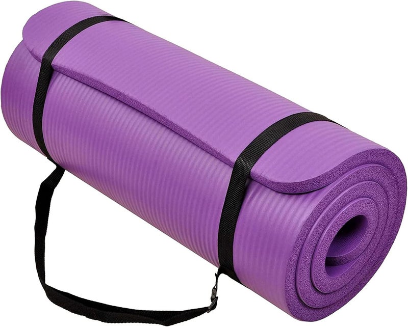 BalanceFrom All-Purpose 1-Inch Extra Thick High Density Anti-Tear Exercise Yoga Mat with Carrying Strap, Multiple Colors - Image 1