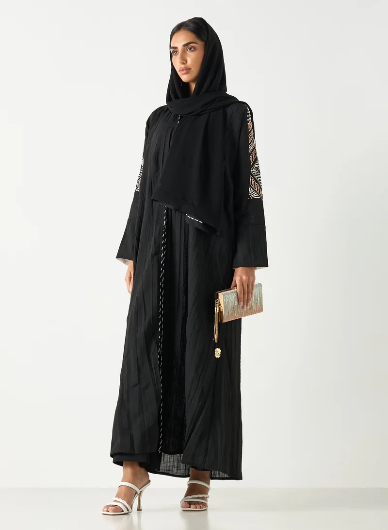 Hadiyath Al Madinah Black Embroidered Abaya - HM