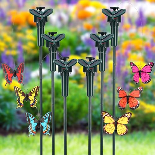 Rossesay 6 Pcs Solar Flying Butterflies Moving Fluttering Butterflies Waterproof Garden Stakes Decorations for Home Yard Pathway Garden Landscape Outdoor Indoor Centerpieces Decorations - Image 1
