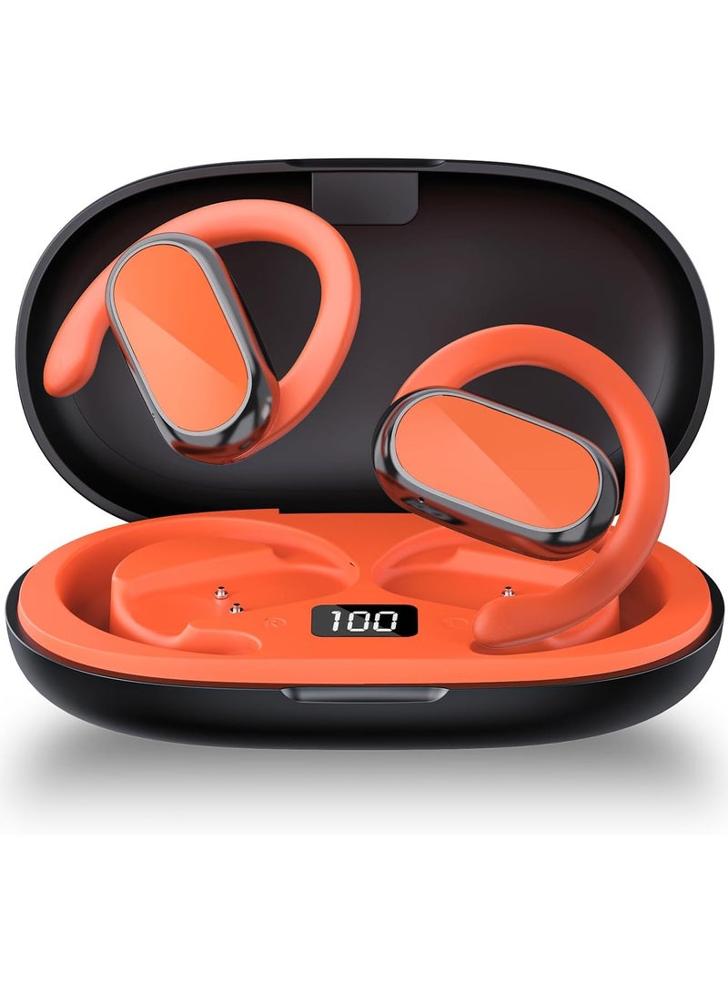 lekikpo Open Ear Headphones,360-Degree Panoramic Sound, DT4.0 Without Sound Loss,Air Conduction, 48H Range,LED Display,IPX7 Waterproof, Wireless Earbuds for Meeting, Driving,Traveling-Orange  - Image 1