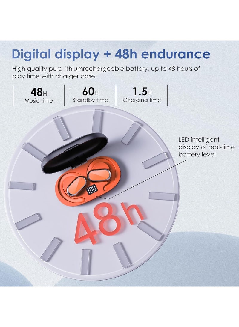 lekikpo Open Ear Headphones,360-Degree Panoramic Sound, DT4.0 Without Sound Loss,Air Conduction, 48H Range,LED Display,IPX7 Waterproof, Wireless Earbuds for Meeting, Driving,Traveling-Orange  - Image 4