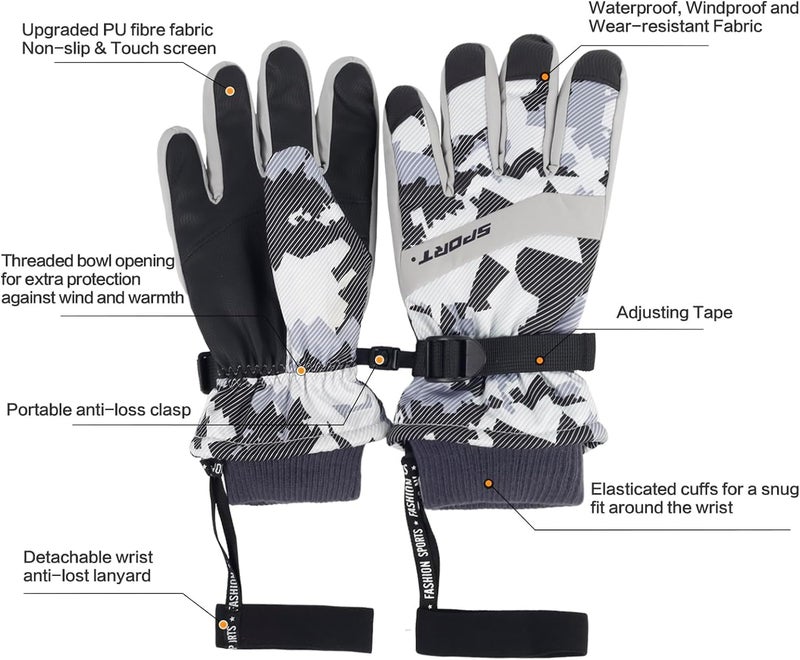 HZYH Winter Ski Gloves for Men and Women, Waterproof Windproof Snow Gloves with 3M Thinsulate and Touchscreen  Function - Image 4