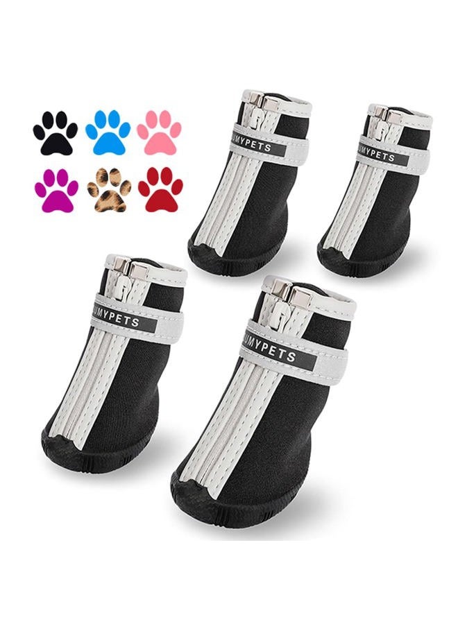 QUMY Small Dog Boots Waterproof Rain Winter Snow Shoes for Puppy Dog with Reflective Velcro Soft Comfortable Anti-Slip Rubber Sole Black 4PCS size 2: 1.6"x1.3"(L*W) Black - Image 1