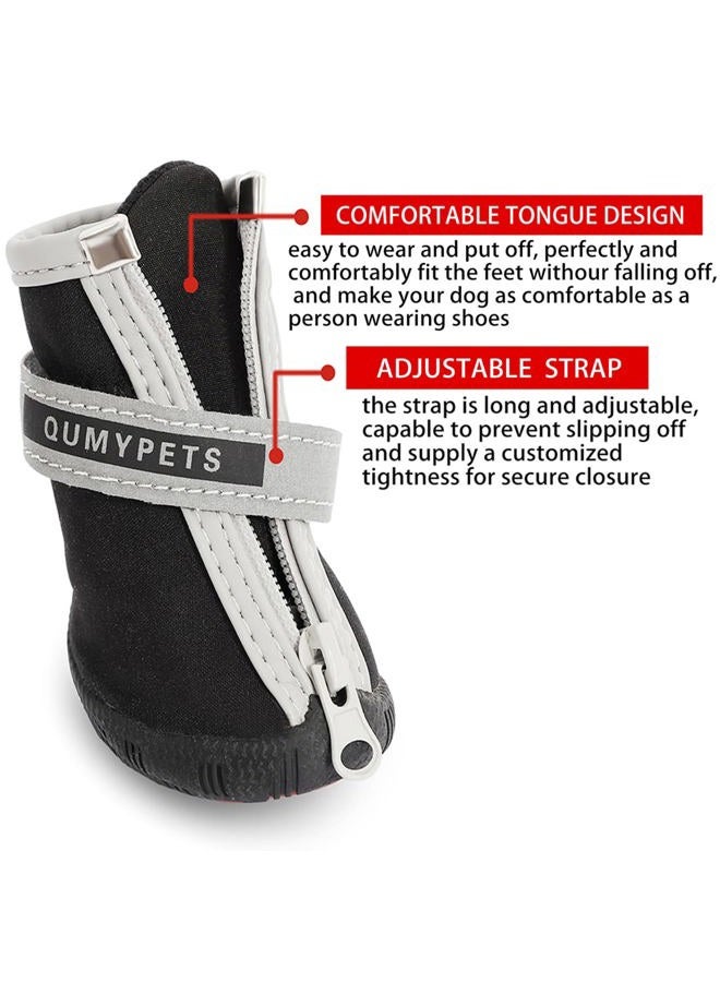 QUMY Small Dog Boots Waterproof Rain Winter Snow Shoes for Puppy Dog with Reflective Velcro Soft Comfortable Anti-Slip Rubber Sole Black 4PCS size 2: 1.6"x1.3"(L*W) Black - Image 4