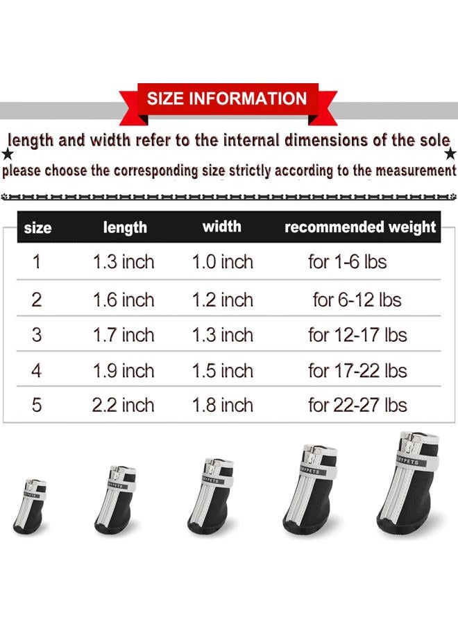 QUMY Small Dog Boots Waterproof Rain Winter Snow Shoes for Puppy Dog with Reflective Velcro Soft Comfortable Anti-Slip Rubber Sole Black 4PCS size 2: 1.6"x1.3"(L*W) Black - Image 3