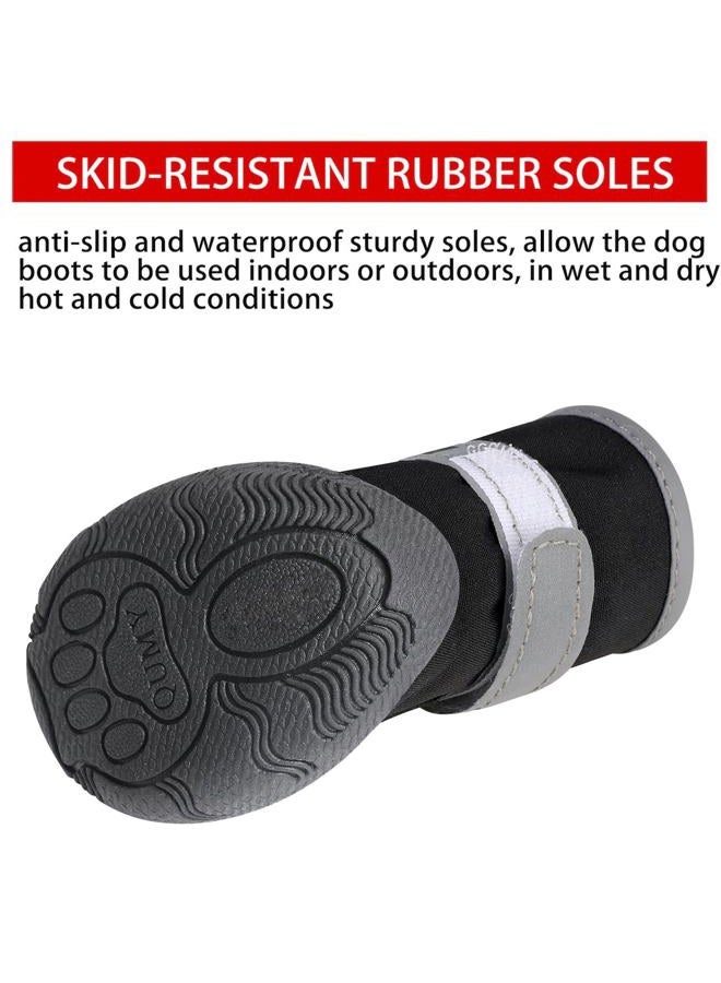 QUMY Small Dog Boots Waterproof Rain Winter Snow Shoes for Puppy Dog with Reflective Velcro Soft Comfortable Anti-Slip Rubber Sole Black 4PCS size 2: 1.6"x1.3"(L*W) Black - Image 5