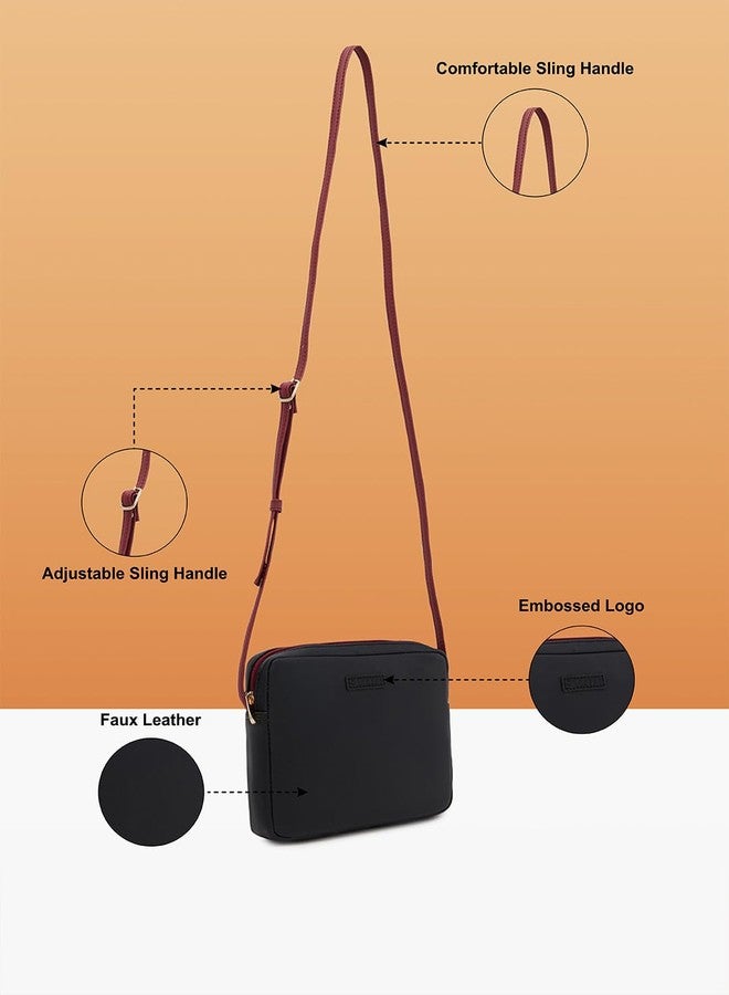 Caprese Maree Sling Small Black Bag for Women|Adjustable Strap for Comfortable Wear|Versatile Handbag for Everyday Use, Travel, and Special Occasions - Image 5